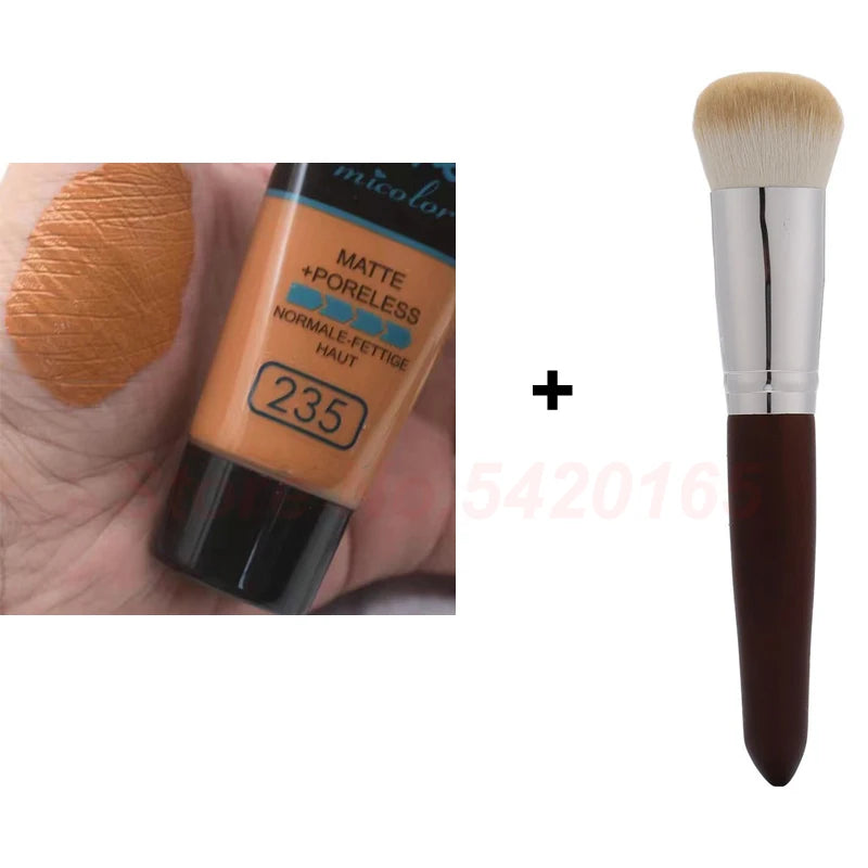 Micolor Fit Me 2 in 1 Matte Black Skin 30G Poreless Powder + 30Ml Liquid Foundation Dark Skin Dedicated Foundation Cosmetic Set