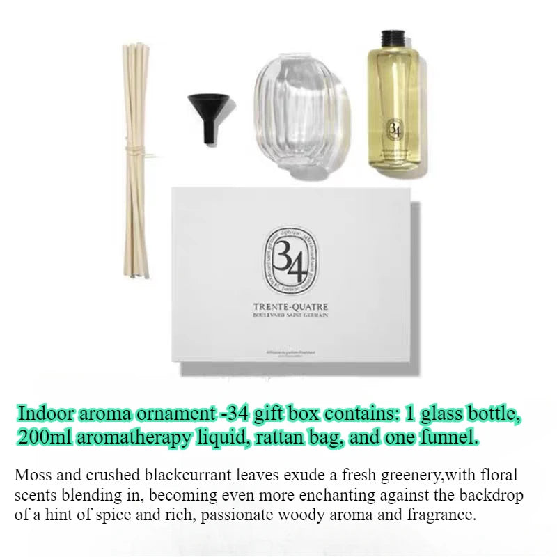 200Ml Indoor Vine Aromatherapy No.34 St. Germain Avenue Reed Diffuser Sets Baies Spread Fragrance Ornament Set Home Decoration