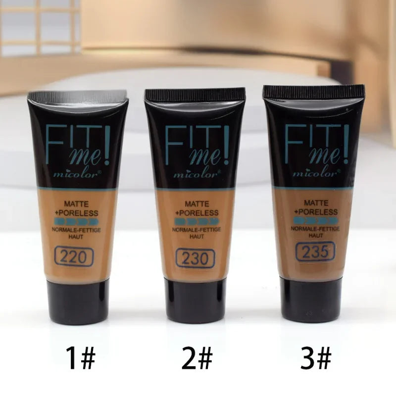 Micolor Fit Me 2 in 1 Matte Black Skin 30G Poreless Powder + 30Ml Liquid Foundation Dark Skin Dedicated Foundation Cosmetic Set