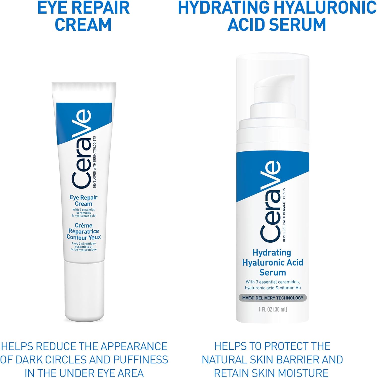 Eye Repair Cream with 3 Essential Ceramides and Hyaluronic Acid for Dark Circles & Puffiness 14Ml