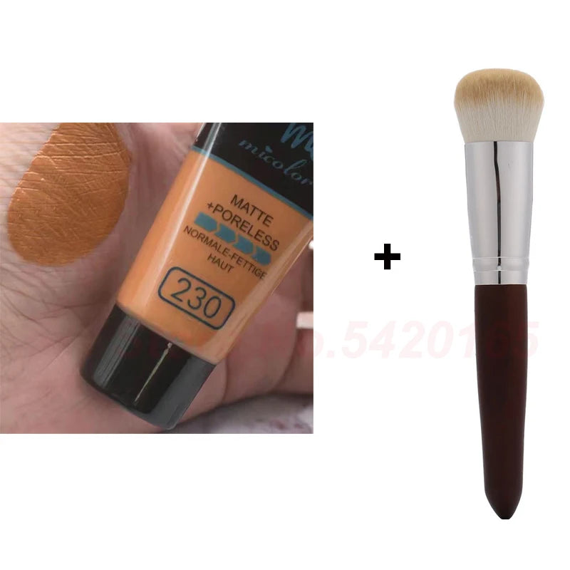 Micolor Fit Me 2 in 1 Matte Black Skin 30G Poreless Powder + 30Ml Liquid Foundation Dark Skin Dedicated Foundation Cosmetic Set