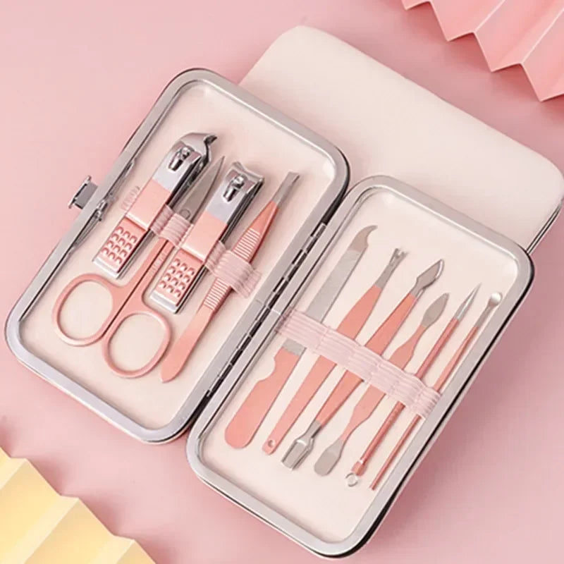 18/16/12/10/7 Pcs Rose Gold Nail Clipper Set Stainless Steel Nail Scissors Tweezer Foot Hand Care Tools Foot Care Feet