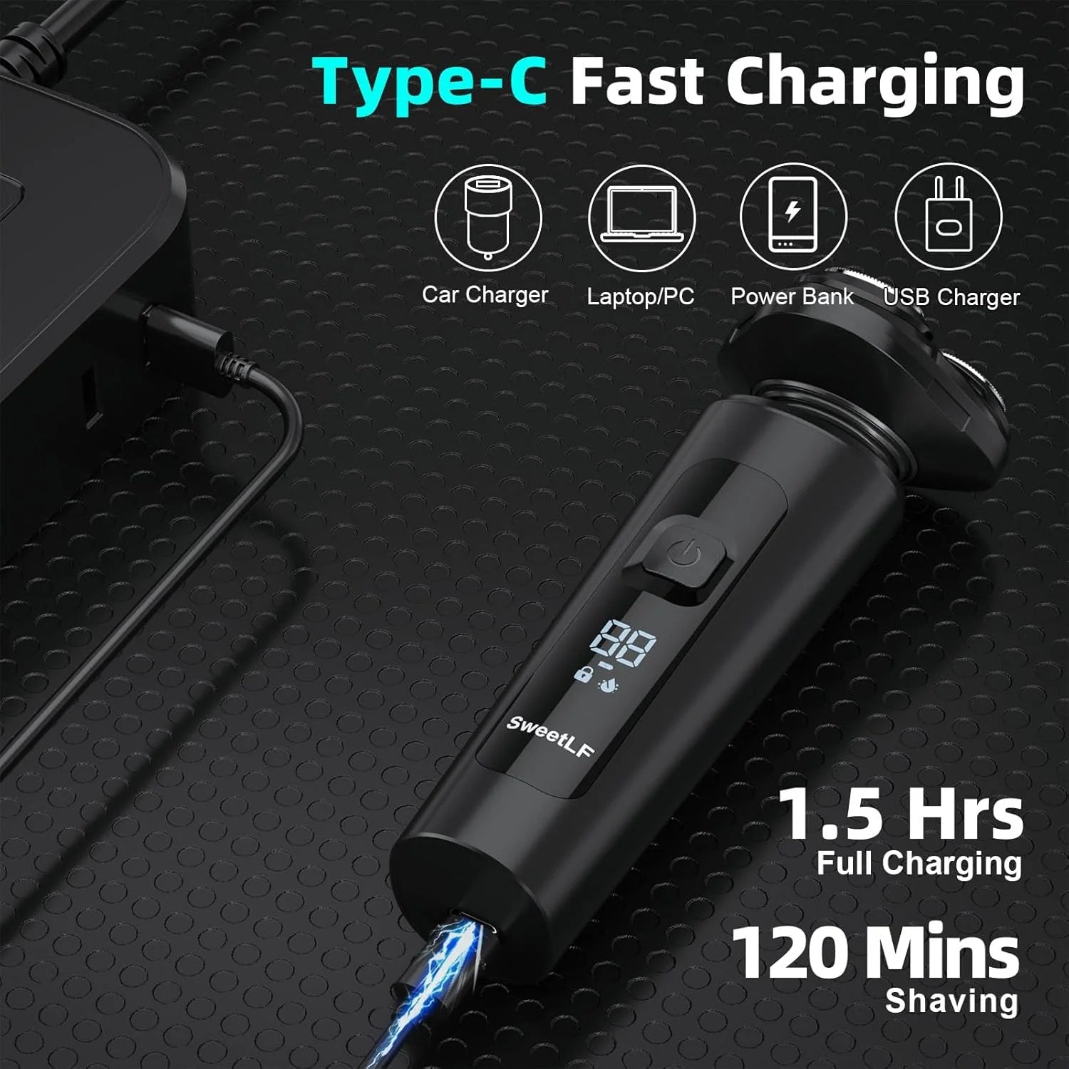 2-in-1 Electric Shaver for Men – Waterproof Beard Trimmer