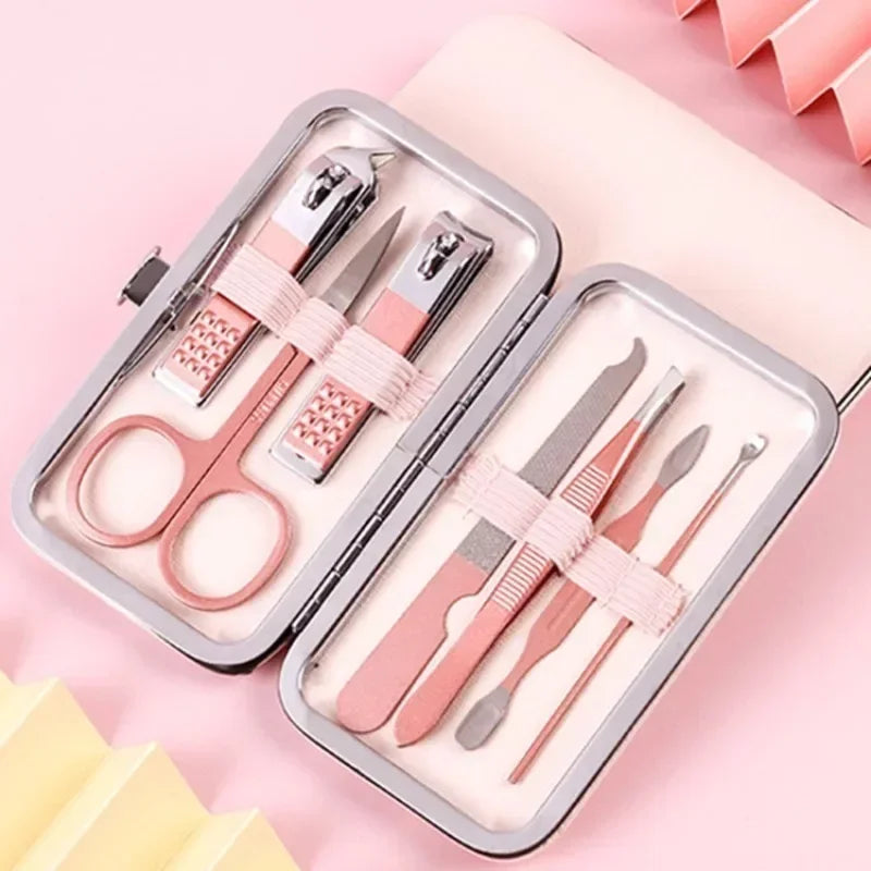 18/16/12/10/7 Pcs Rose Gold Nail Clipper Set Stainless Steel Nail Scissors Tweezer Foot Hand Care Tools Foot Care Feet