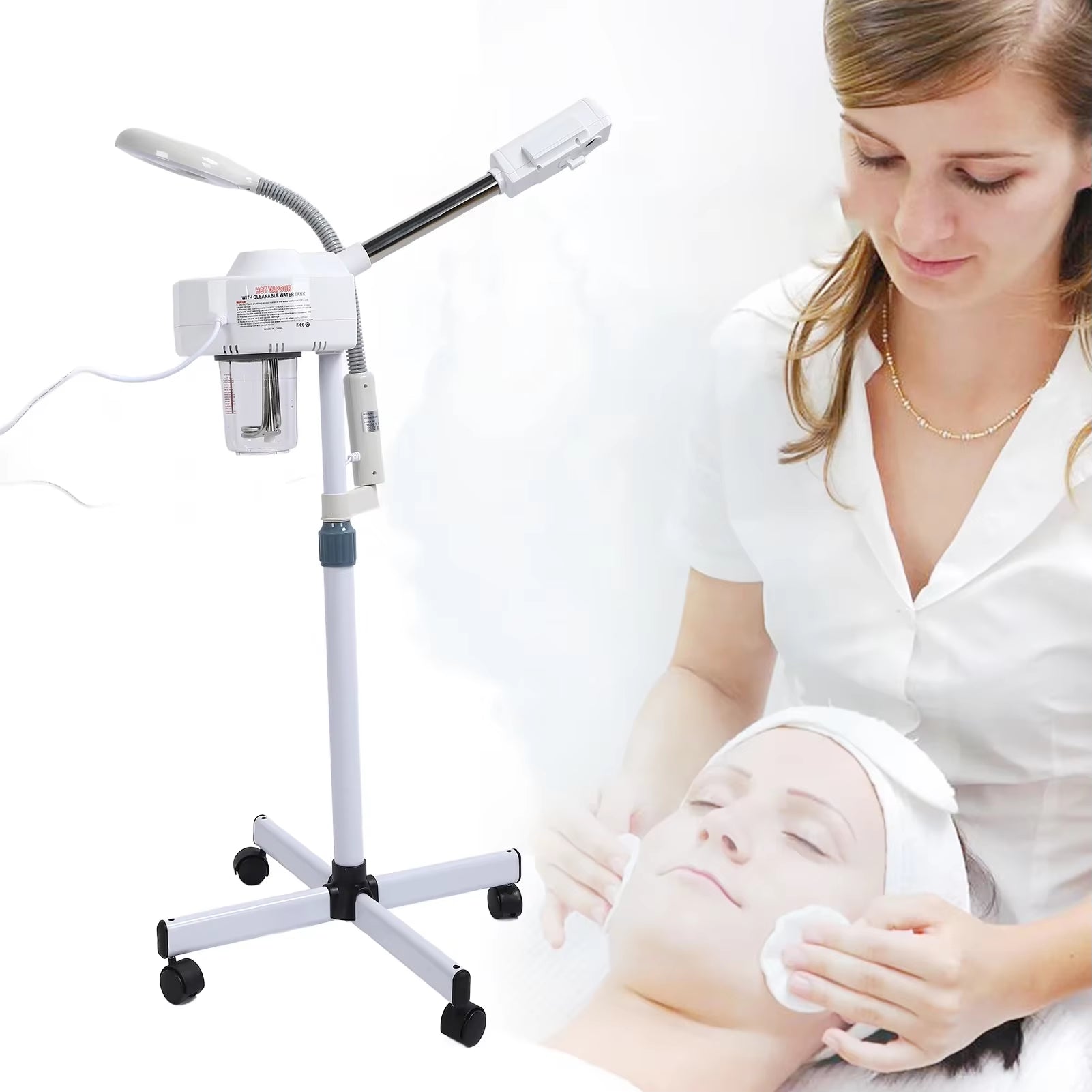 US Professional Facial Steamer 3X Magnifying Lamp Machine Spa Salon Beauty Skin Care Equipment LED Light for Salon SPA