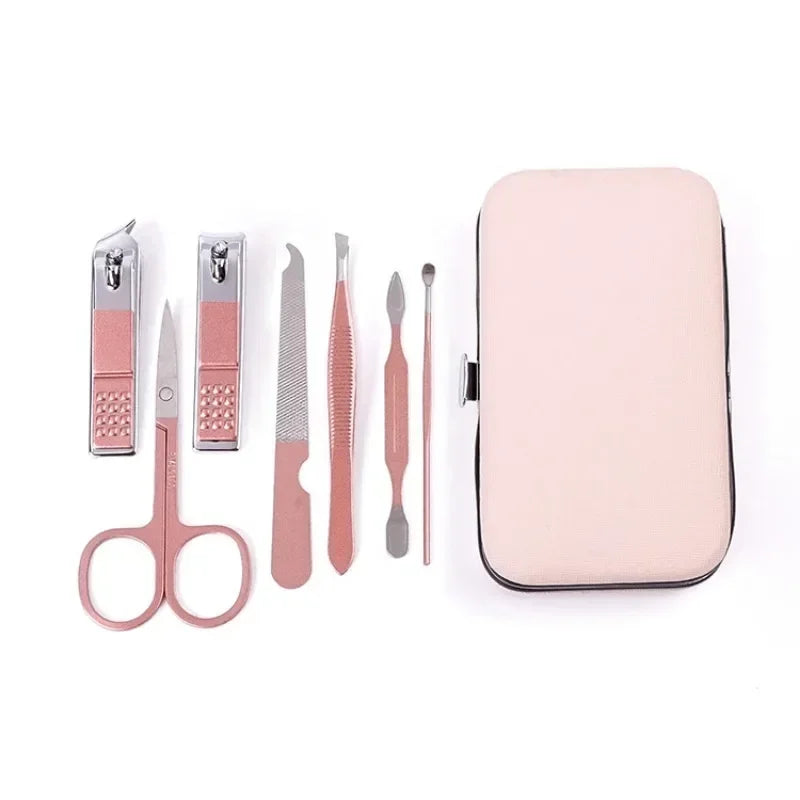 18/16/12/10/7 Pcs Rose Gold Nail Clipper Set Stainless Steel Nail Scissors Tweezer Foot Hand Care Tools Foot Care Feet