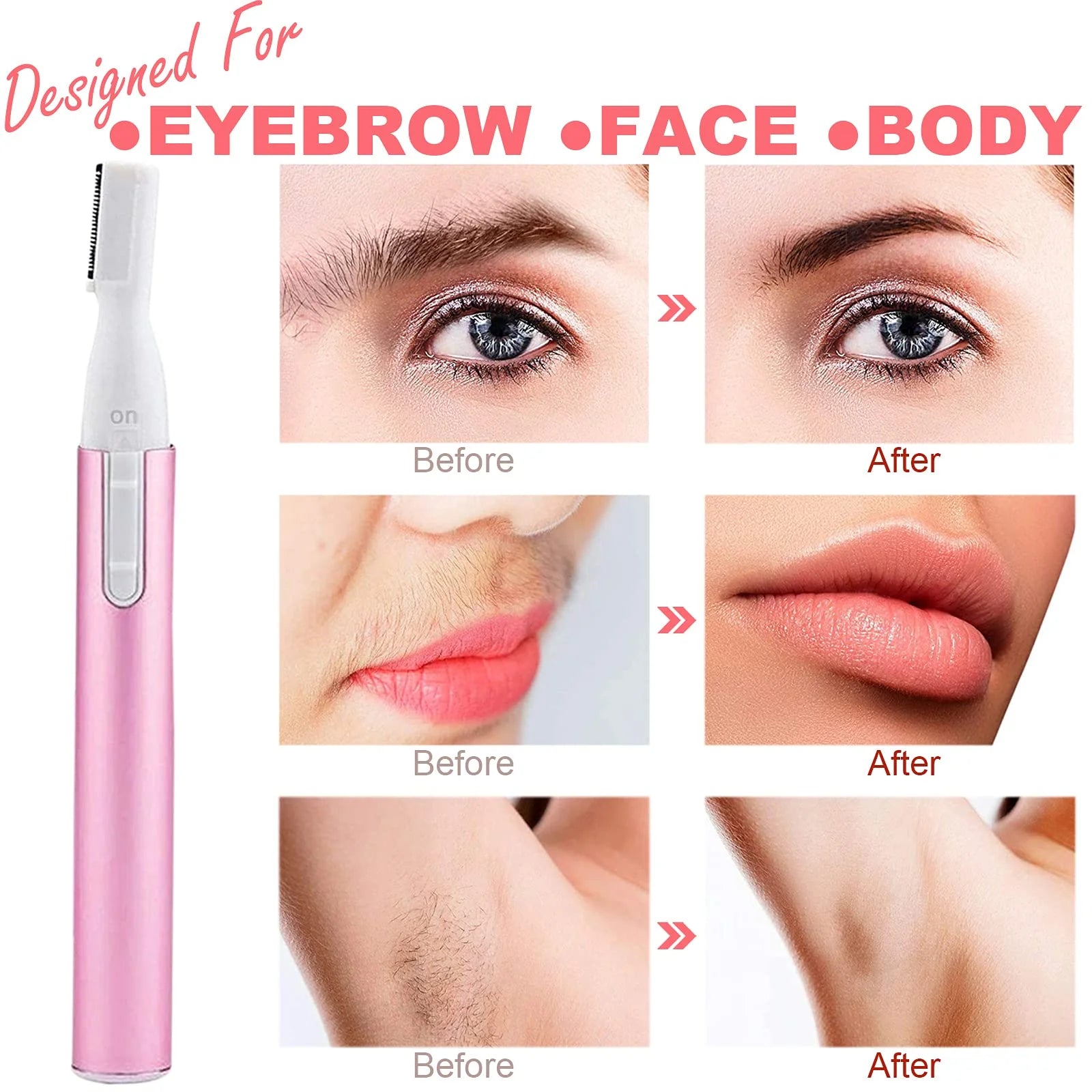 Electric Eyebrow Trimmer & Facial Hair Remover for Women