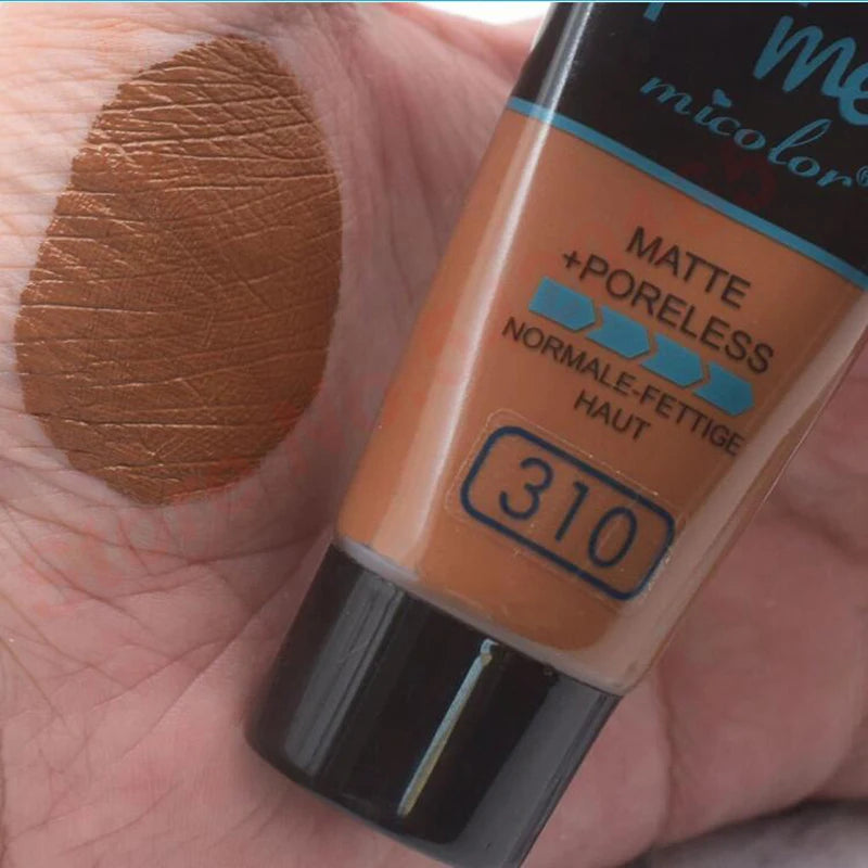 Micolor Fit Me 2 in 1 Matte Black Skin 30G Poreless Powder + 30Ml Liquid Foundation Dark Skin Dedicated Foundation Cosmetic Set