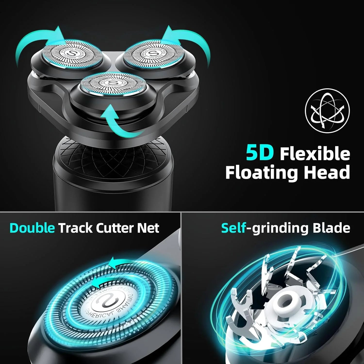 2-in-1 Electric Shaver for Men – Waterproof Beard Trimmer