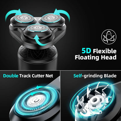 2-in-1 Electric Shaver for Men – Waterproof Beard Trimmer